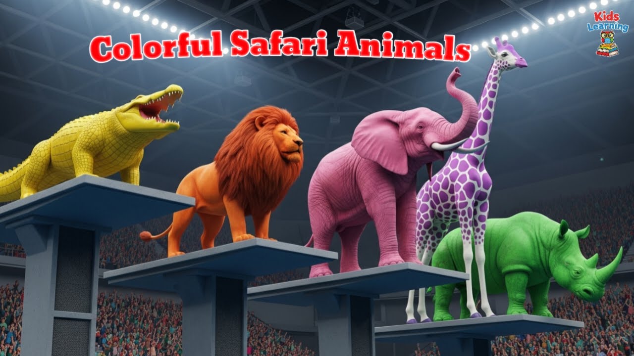 ABC Colorful Safari Animals Diving Song | Nursery Rhymes | ABC Songs | ABC Animals Sounds