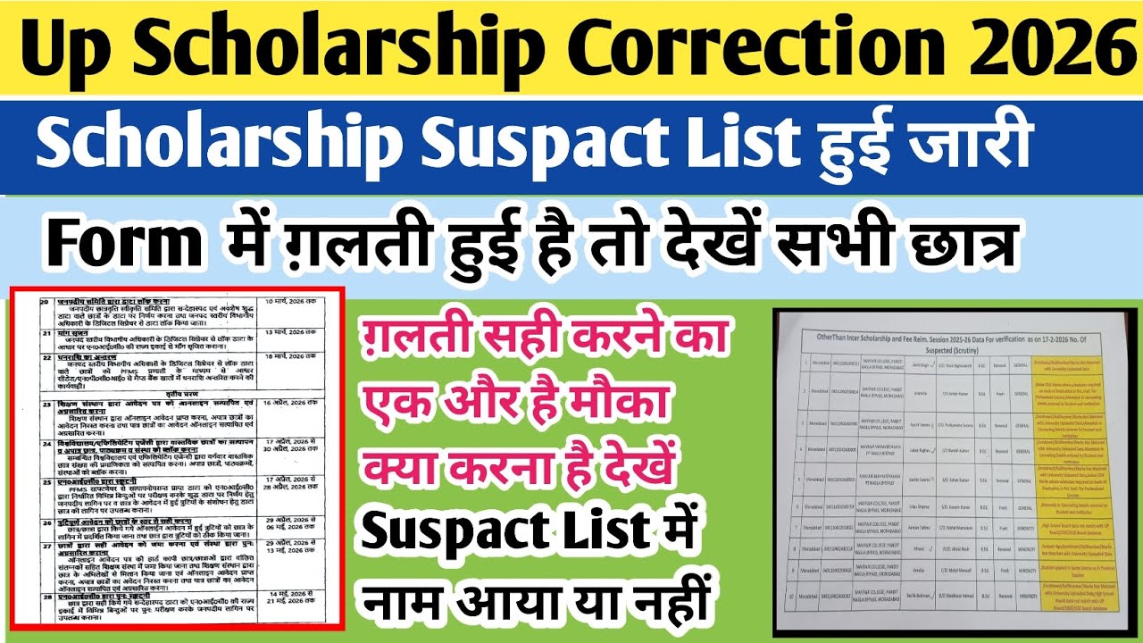UP scholarship latest update | UP scholarship correction kaise kare | UP scholarship correction 2026