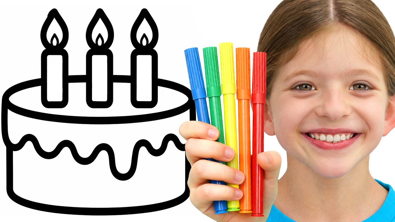 Адель раскрашивает праздничный торт и воздушные шары! 🎂 Учим цвета для детей