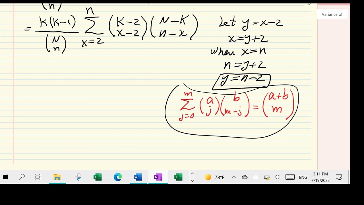 Variance of Hypergeometric Probability Distribution