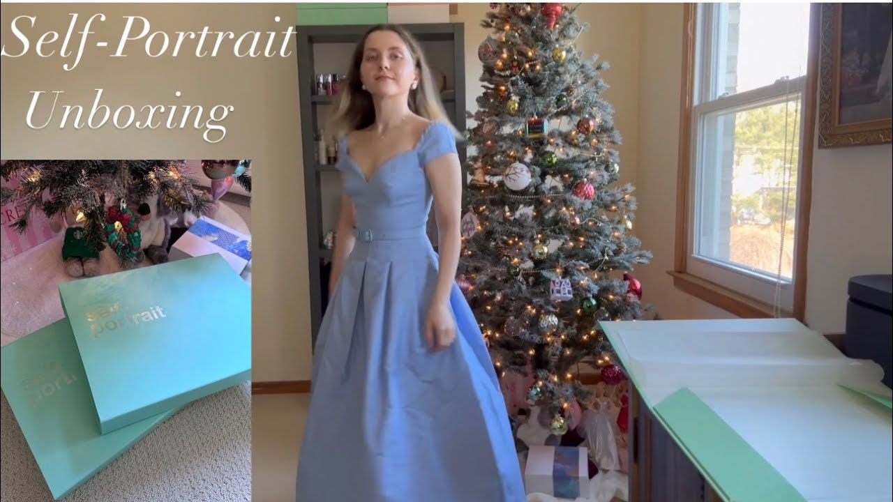 Self-Portrait Unboxing - Blue Taffeta Midi Dress