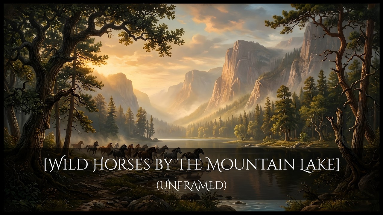Wild Horses by the Mountain Lake | Vintage Oil Painting Landscape | Relaxing Frame TV Art