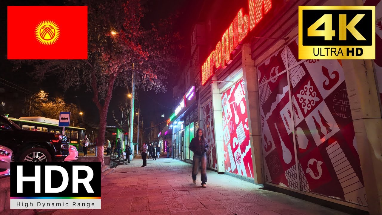 🇰🇬Kyrgyzstan 2024 - Bishkek 4K Night Walking Tour｜4K 60fps