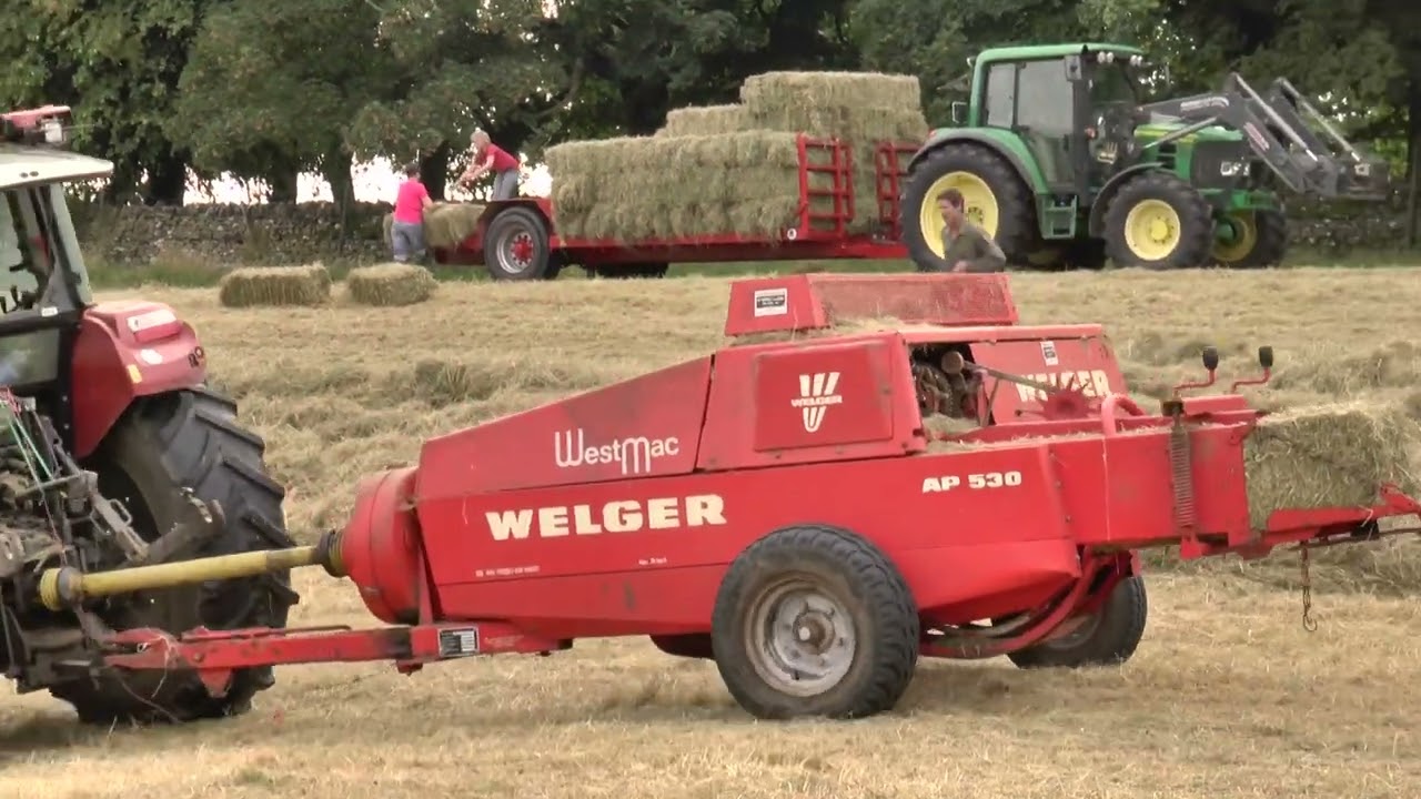 Traditional Haytime Hawes North Yorks Case IH115c, JD 6330, Welger AP530 Baler 31 07 24