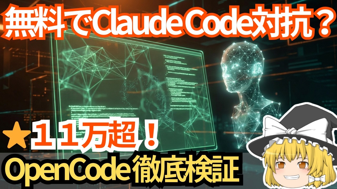 【GitHub★11万】OpenCode vs Claude Code：最強のOSSコーディングAIを徹底検証【ゆっくり解説】