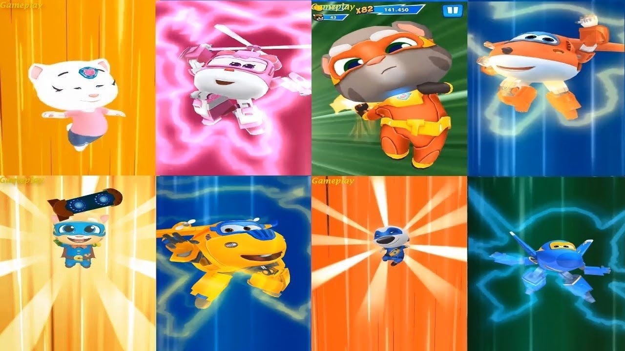 Talking Tom Hero Dash VS Super Wings : Jett Run - all characters Gameplay