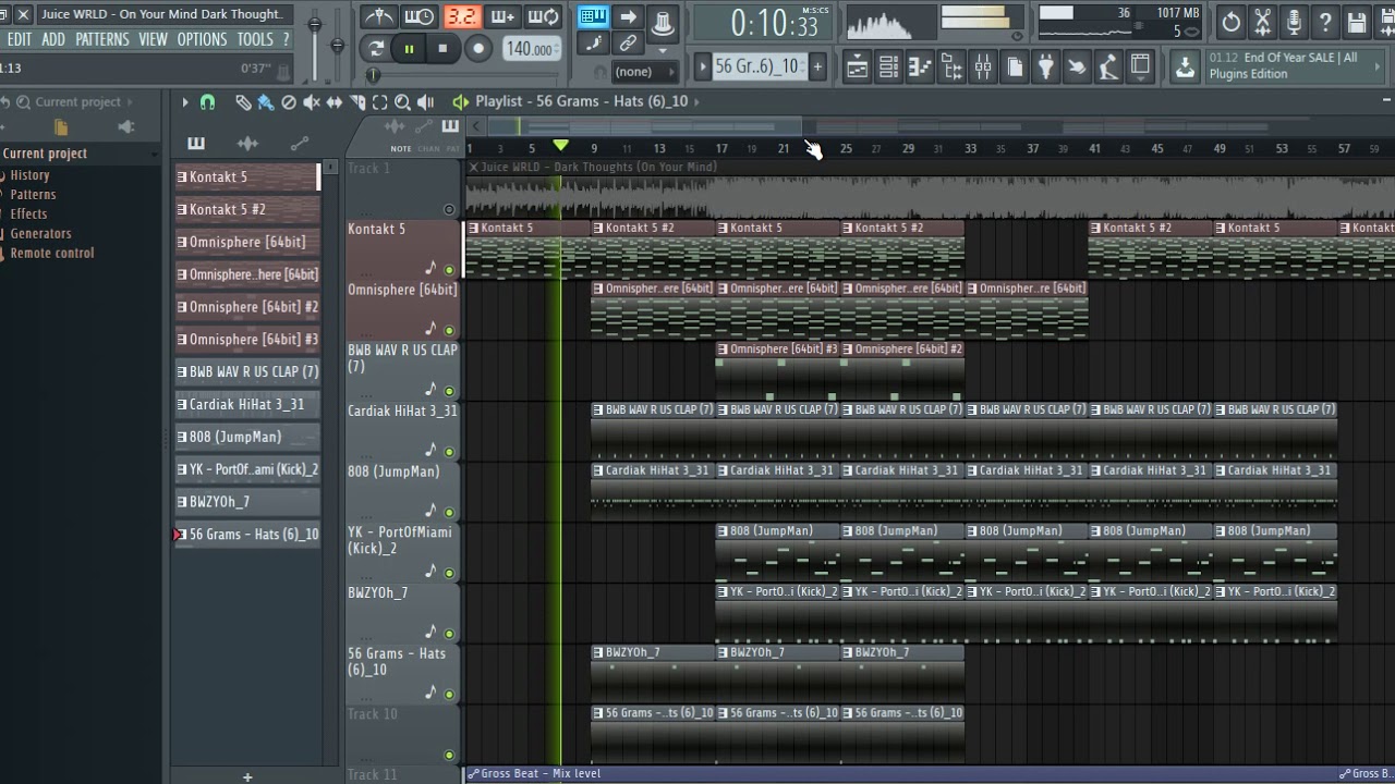 Juice WRLD - Dark Thoughts / On Your Mind | Instrumental | FL Studio Remake.