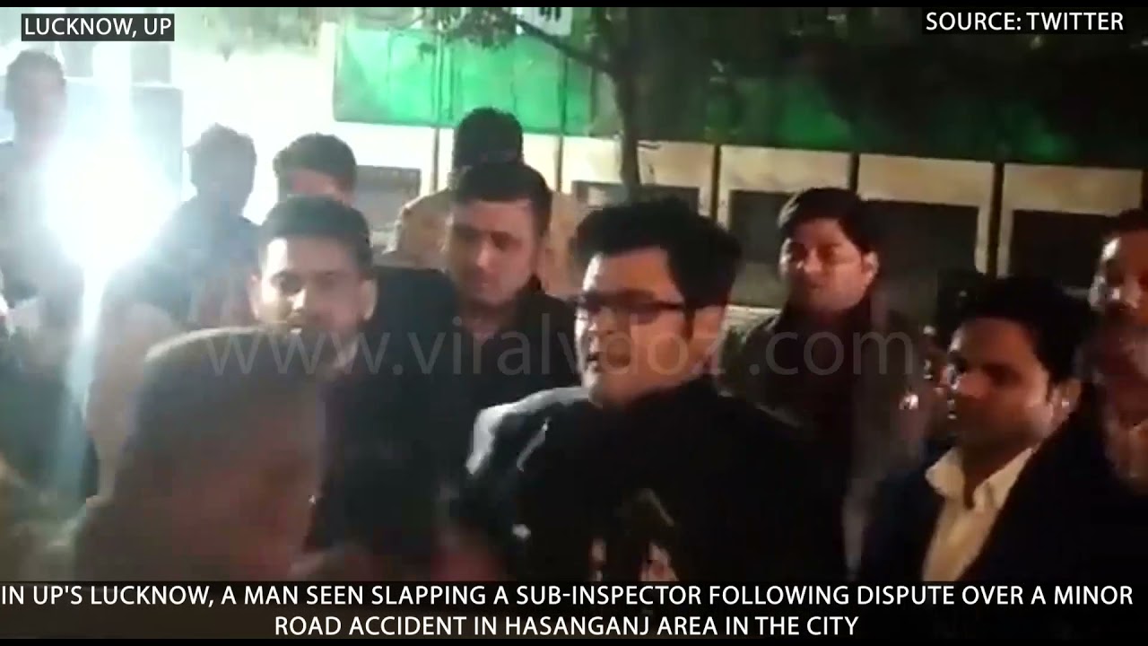 In UP's Lucknow, a man seen slapping a sub inspector following dispute over a minor road accident