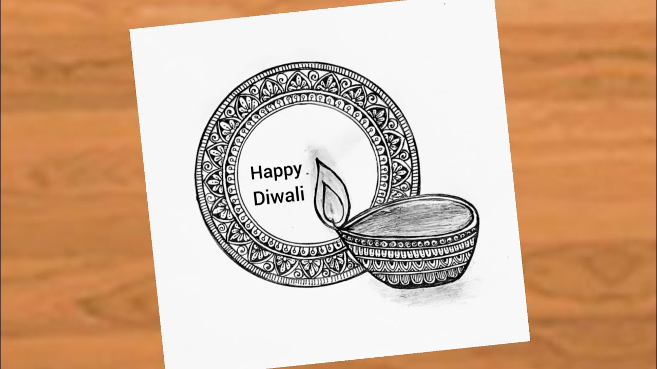 Happy Diwali Mandala Art/Diya drawing with mandala art/Step by step/Diwali special drawing.