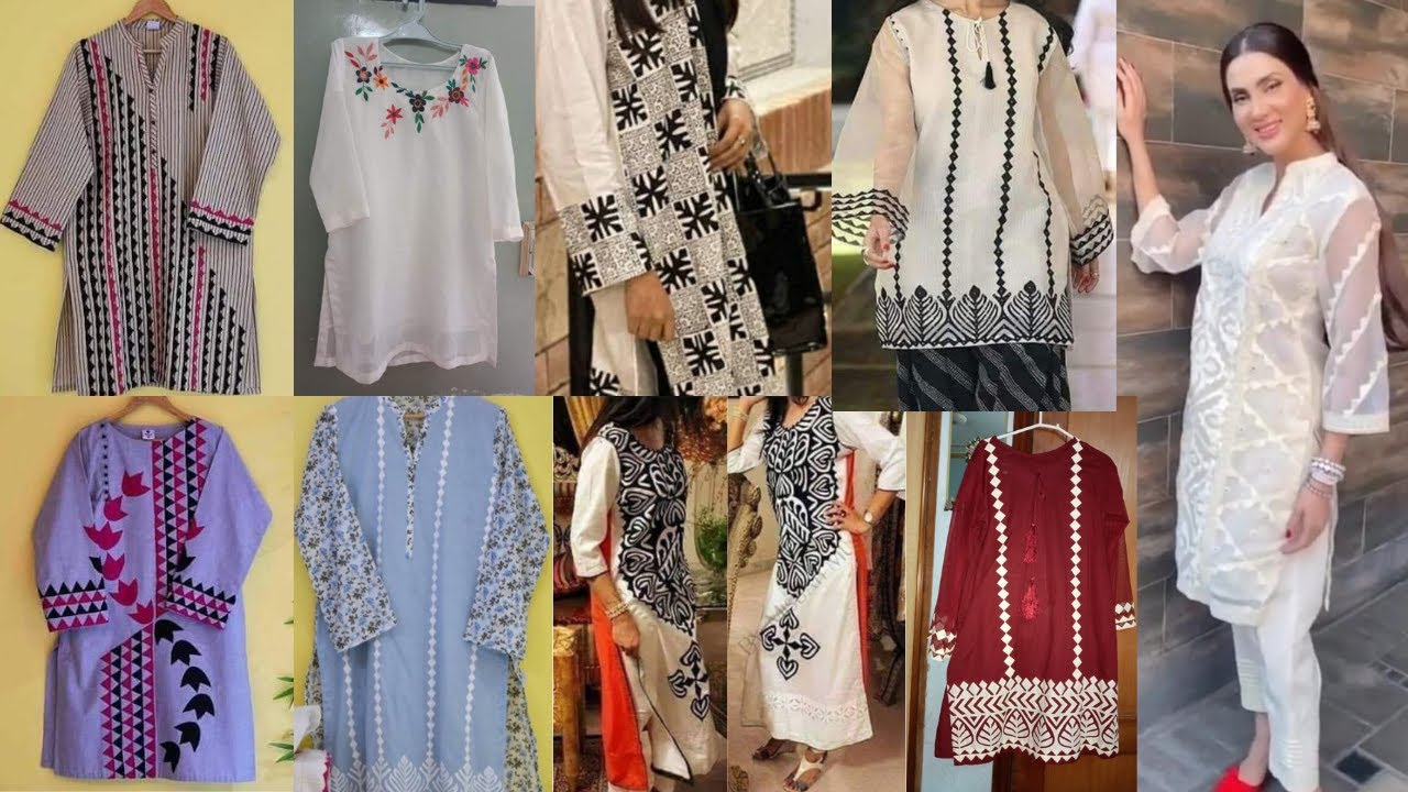 Summer Applique work dress Designs / Applique work Kurti Designs 2021