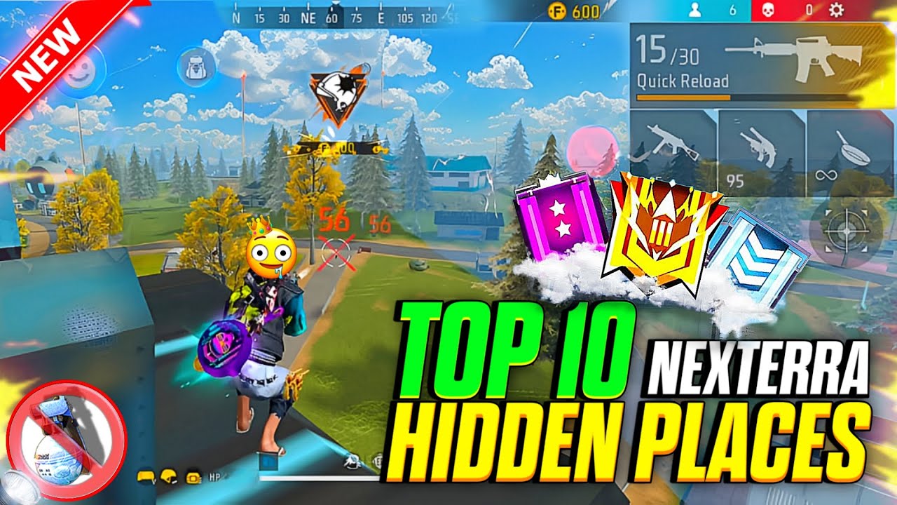 Top 10 hidden places in br ranked nexterra | ff tips and tricks | Garena Free Fire | Free Fire India