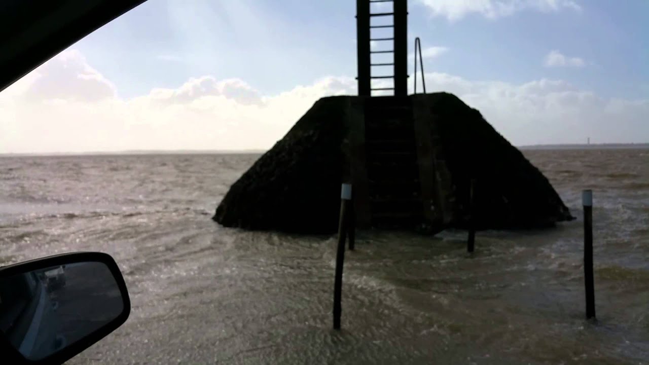 20160213 Traversée du Gois à Marée descendante jour de tempête