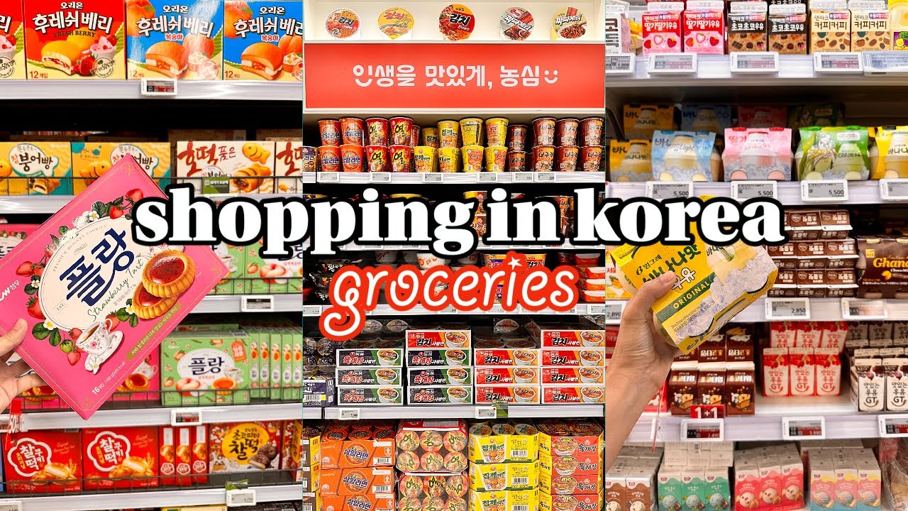 shopping in korea vlog 🇰🇷 supermarket food haul 🍫 new snacks unboxing, sanrio drinks and more!