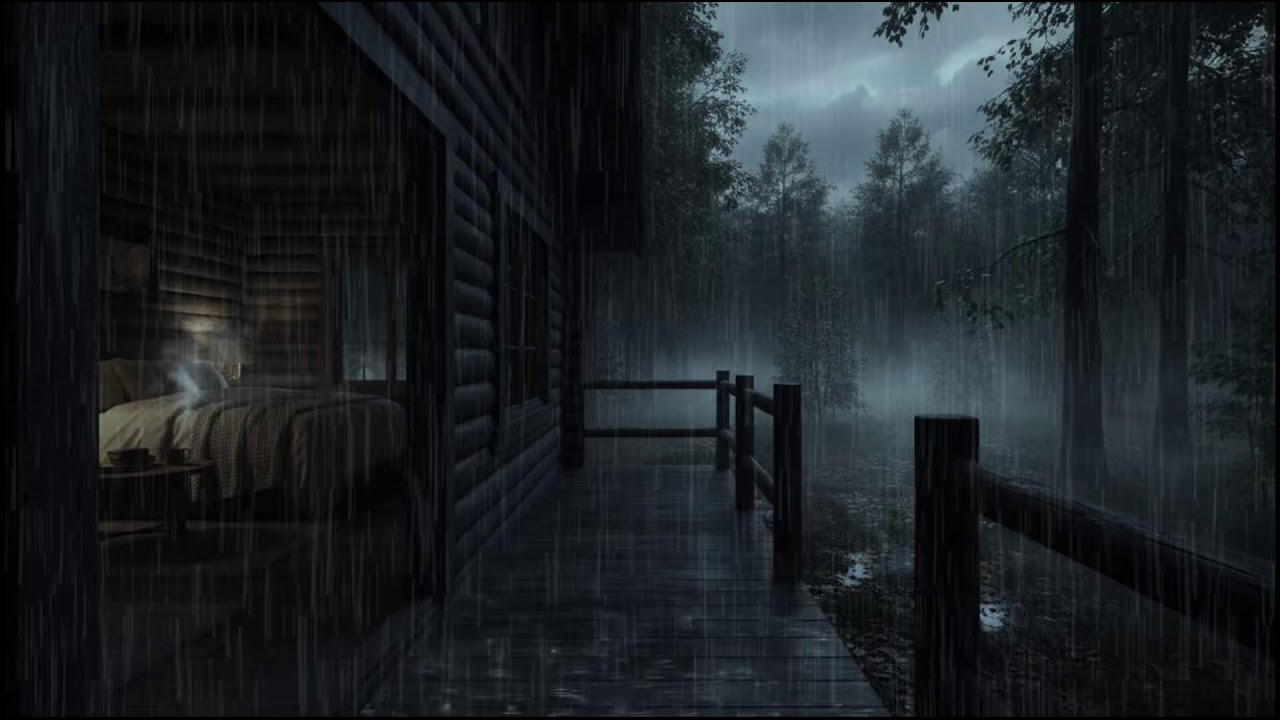 Soft Forest Rain at a Cozy Cabin 🌲 | Calming Sounds for Deep Sleep