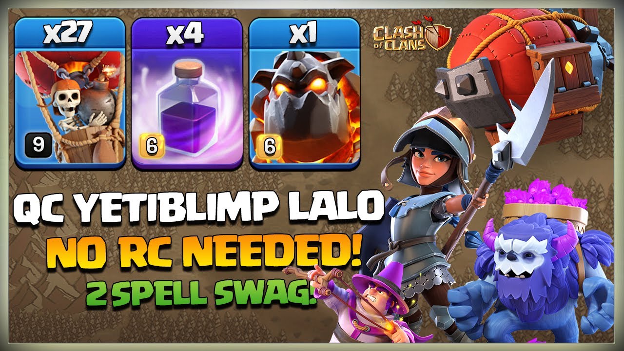 No RC Needed! Th13 Yeti Blimp LaLo | TH13 QC LALO | Th13 LAVALOON Strategy | Best Th13 3 Star Attack