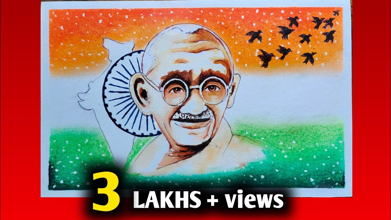 How to make Gandhi Jayanti drawing step by step Easily !