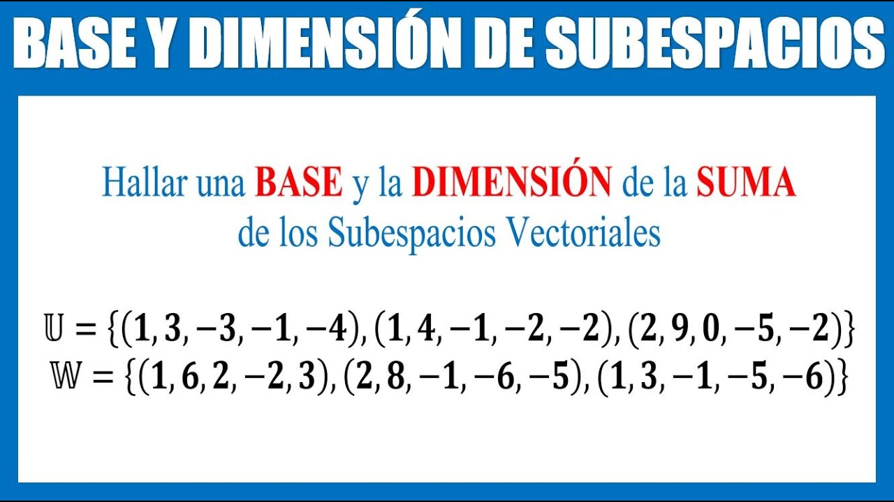 Base y Dimensión de la SUMA de Subespacios Vectoriales