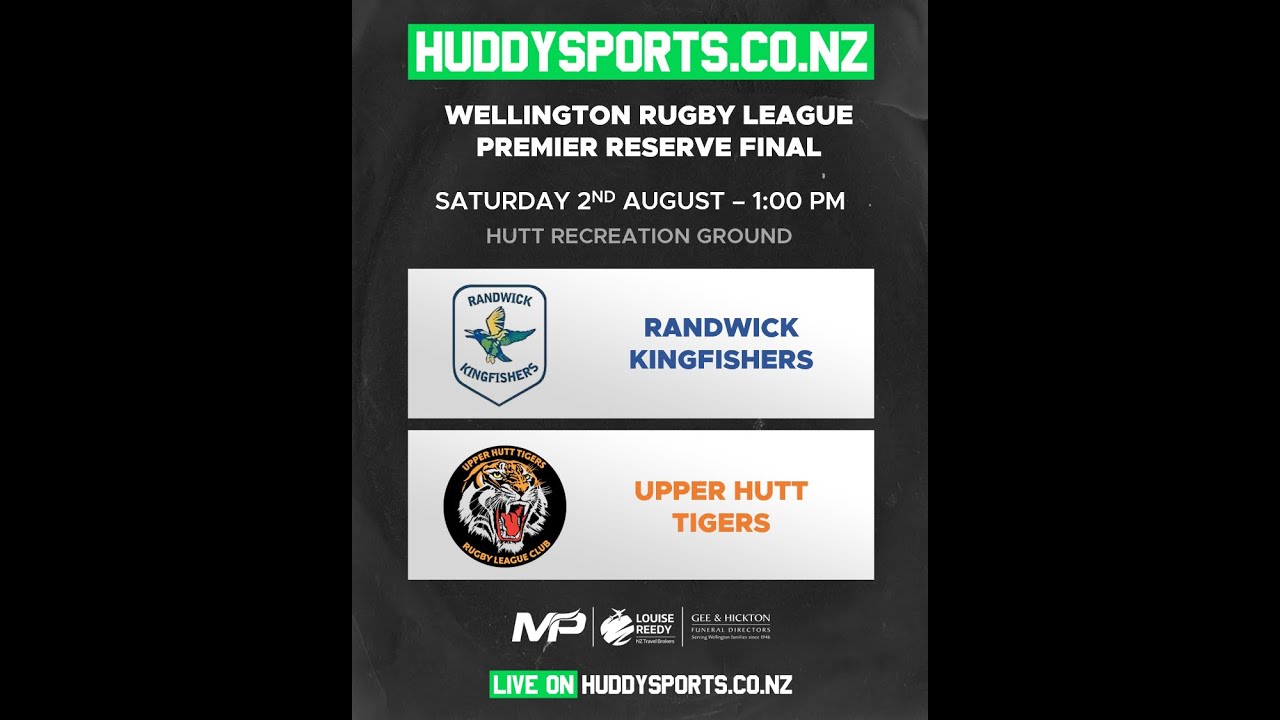 Wellington Rugby League Premier Reserve Final: Randwick Kingfishers vs Upper Hutt Tigers