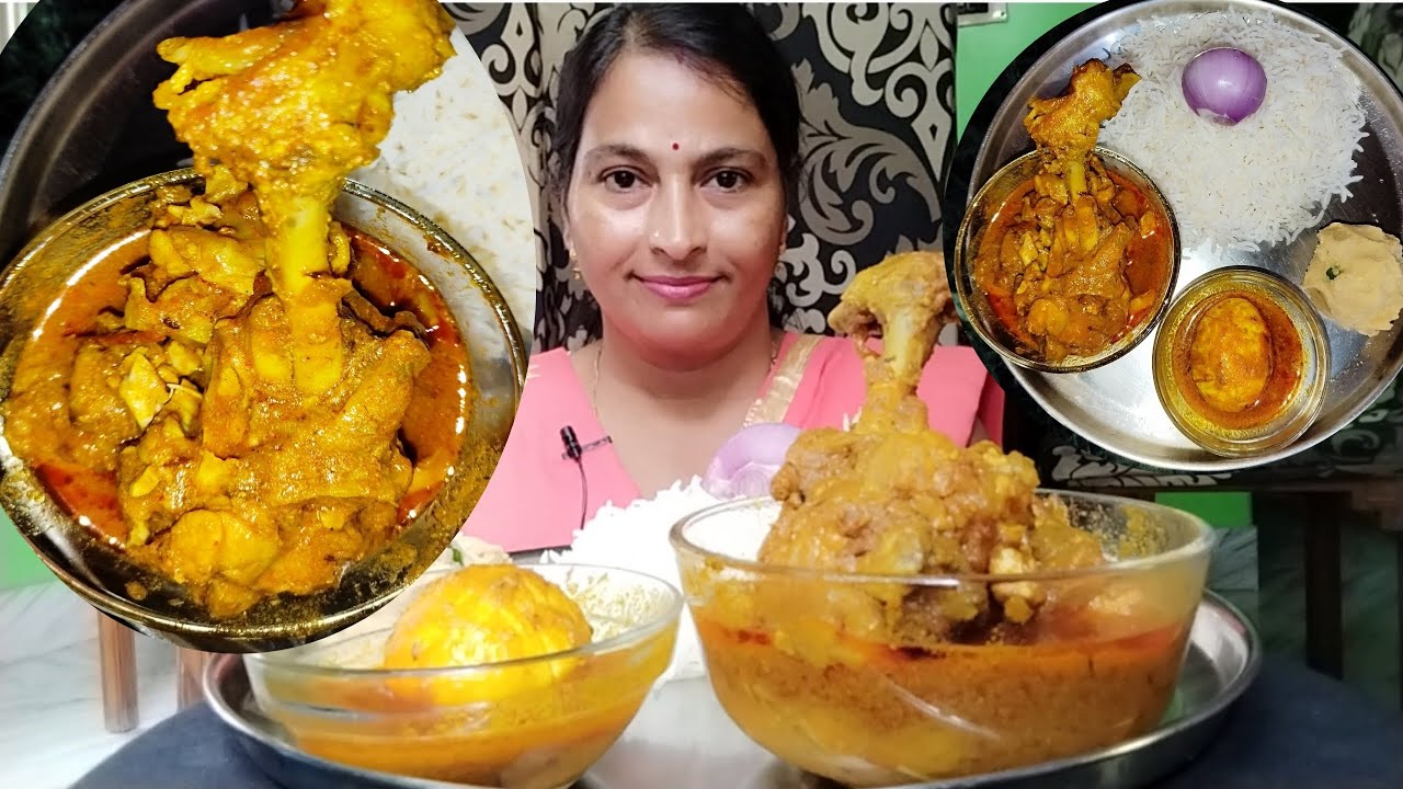 Eating Show - Basmati Rice, Spicy 🔥 Chicken Curry 😋 Egg Curry,OL Makha || asmr | mukbang ||