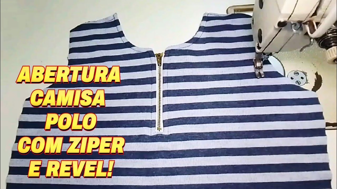 Como fazer abertura para camisa polo com zíper e revel!