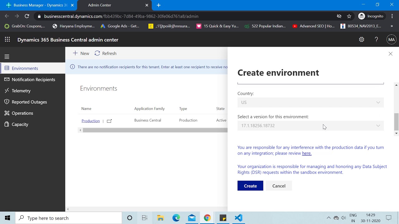 Как создать среду песочницы в Dynamics 365 Business Central — в облачной версии