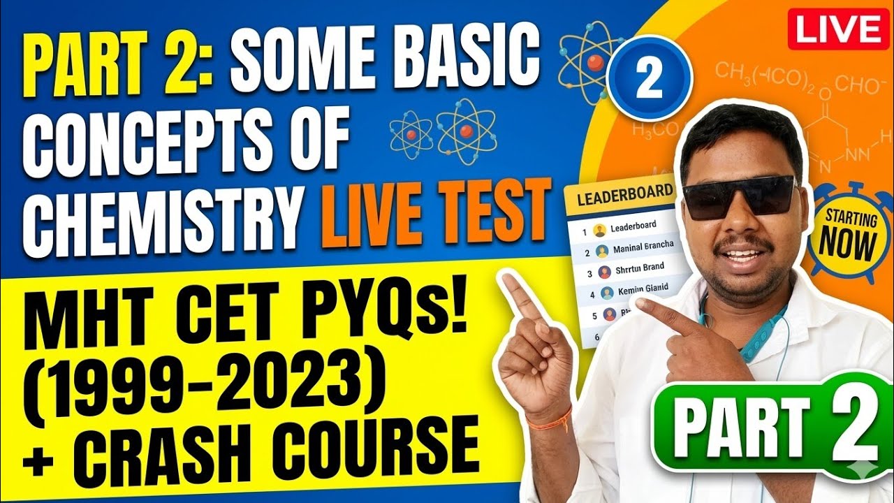 Rajesh Sir Live,some basic concept of chemistry mht cet pyq,jje neet mht cet chemistry test for 2026