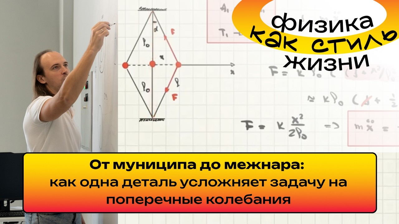 Поперечные колебания: как одна деталь усложняет задачу на порядок?  #отделениефизики #всерос #мфти