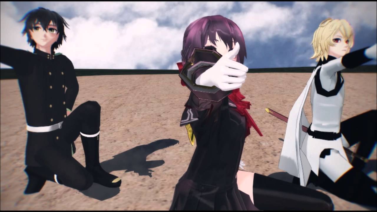[MMD] Owari no Seraph - Shinoa Hiragi, Mikaela Hyakuya and Yuu Hyakuya - Pink Cat