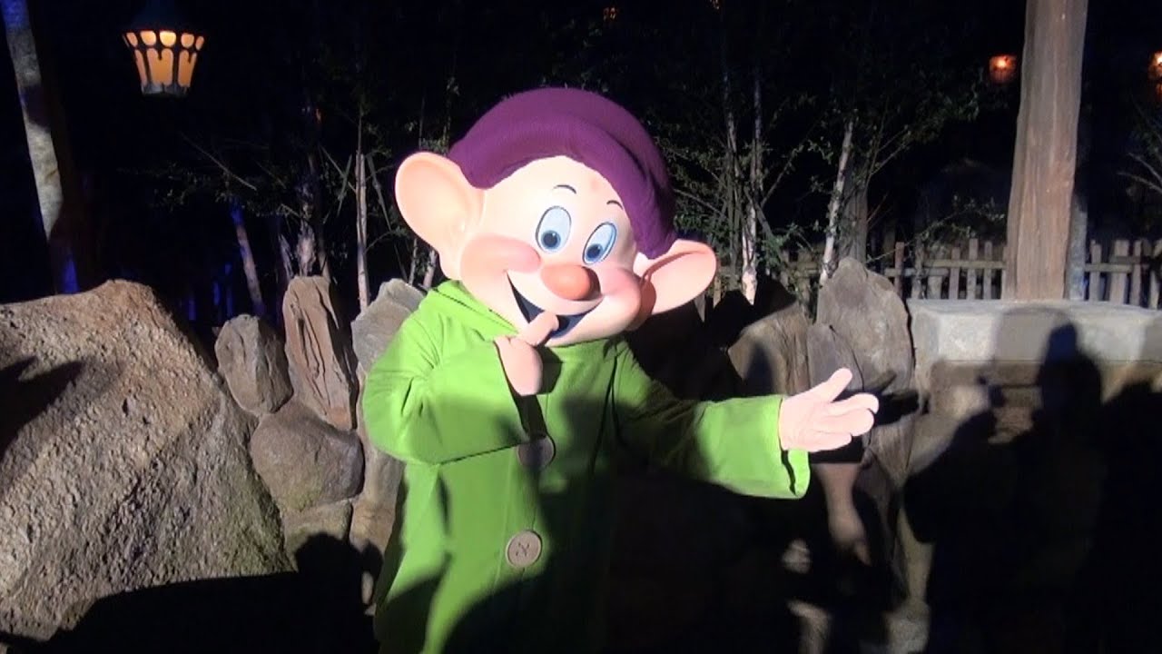 NIGHT Seven Dwarfs Mine Train Media Event - On Ride Views & Dwarf Meet & Greets