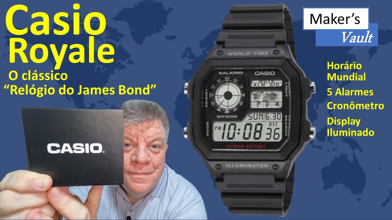 Casio Royale O Clássico “Relógio do James Bond” - Horário Mundial e resistência a 100m de água