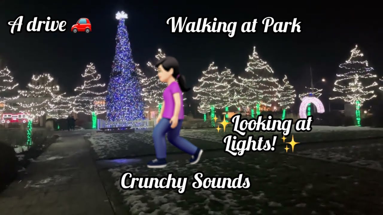 ⭐️ASMR Come a long car ride 🚙 Merry Christmas Decorations And a Park Walk Walkthrough