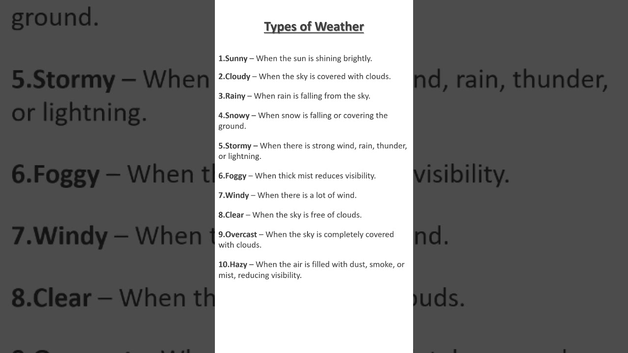 Top 10 Weather Types Explained in 5 Seconds!