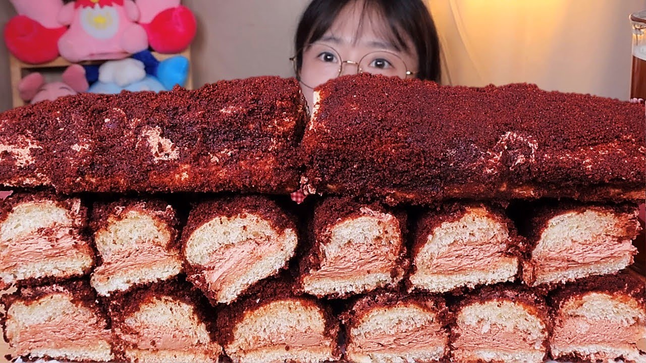 화이트롤 초코버전🍫 초코롤 카스테라 초코 생크림빵 디저트 먹방 Dessert Mukbang