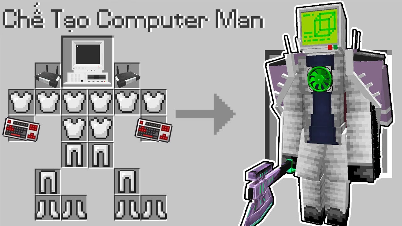 Hachi Tìm Thấy Công Thức Chế Tạo Bộ Giáp Computer Man Trong Minecraft
