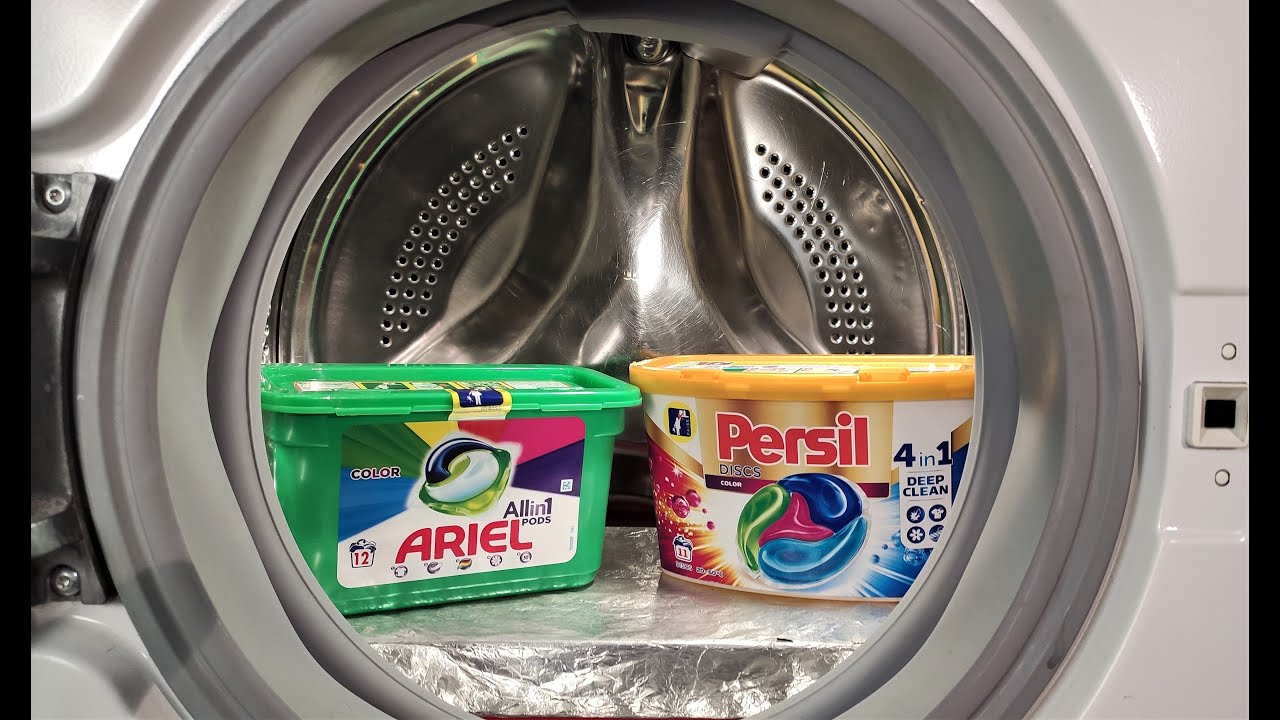 Эксперимент — Ariel против Persil — в стиральной машине — Пена