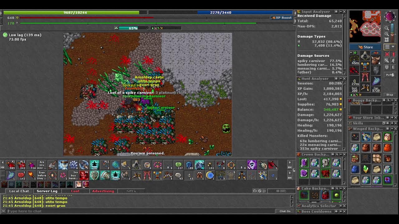 EK 648 ARNOLDXP #202 CUÁNTOS TIBIA COINS SE PRODUCEN EN CARNIVORAS  (skill Axe 119)
