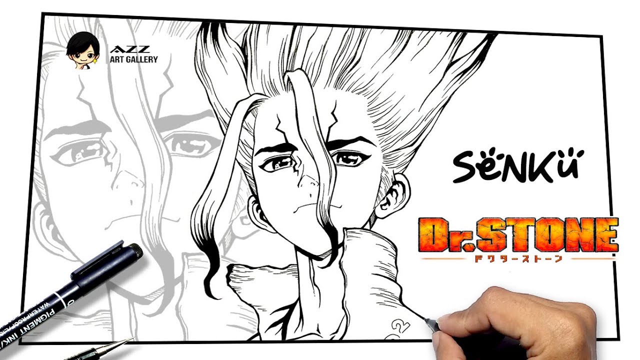How to draw Senku Ishigami from Dr. Stone (manga style)