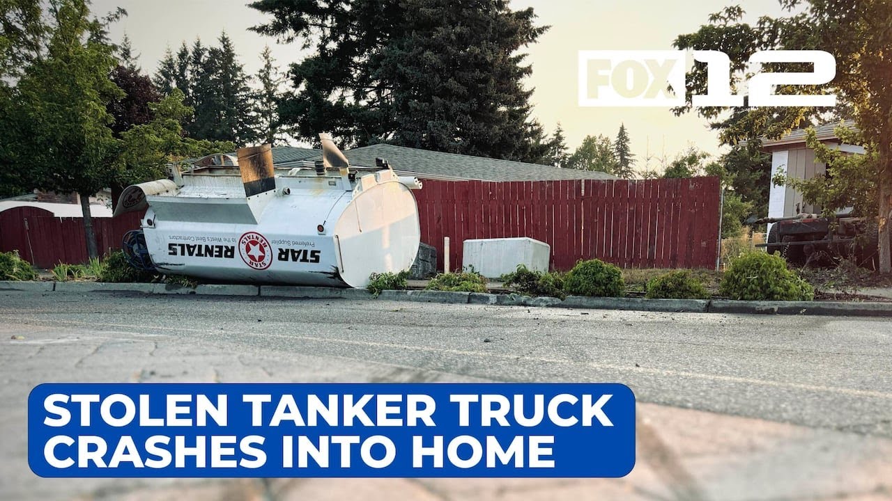Stolen tanker truck in Vancouver flips, crashes into home