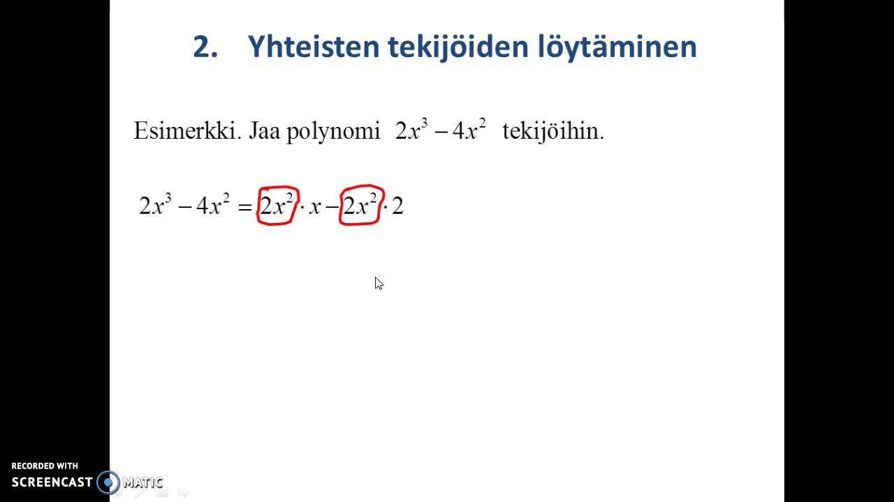 Tekijöihin jakaminen ilman nollakohtia