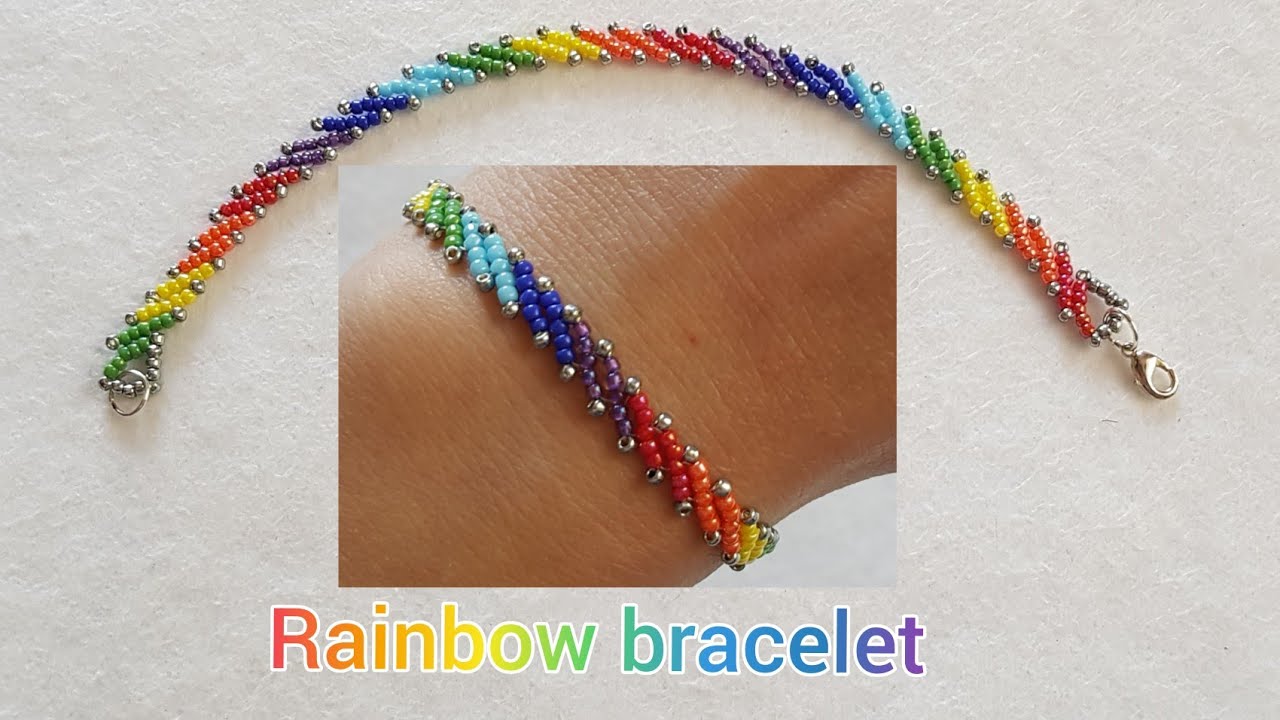 Rainbow bracelet/Summer bracelet/Colorful seed beads bracelet/Tutorial for beginners/Diy Beading