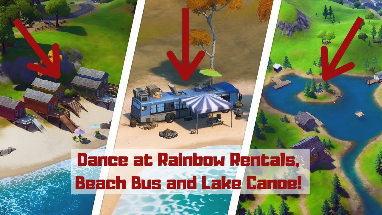 Dance at Rainbow Rentals, Beach Bus and Lake Canoe! Fortnite