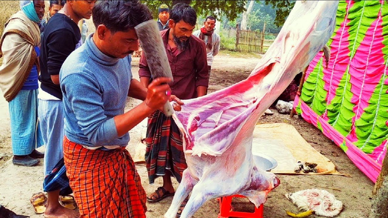 Amazing Full Goat Cutting Skill Wedding / Party || Big Goat Cutting And Cleaning In Bangladesh