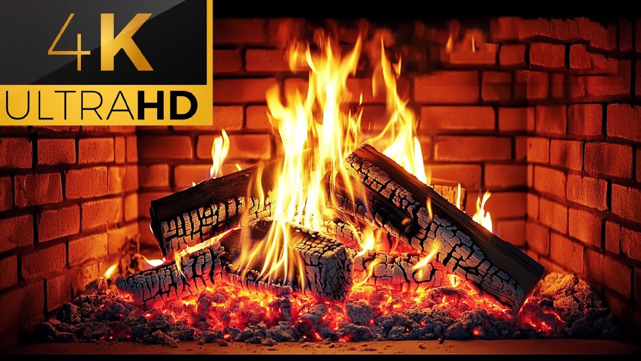 Cozy Fireplace 4K with Crackling Logs in a Winter Cabin Ambience for Stress and Insomnia Relief