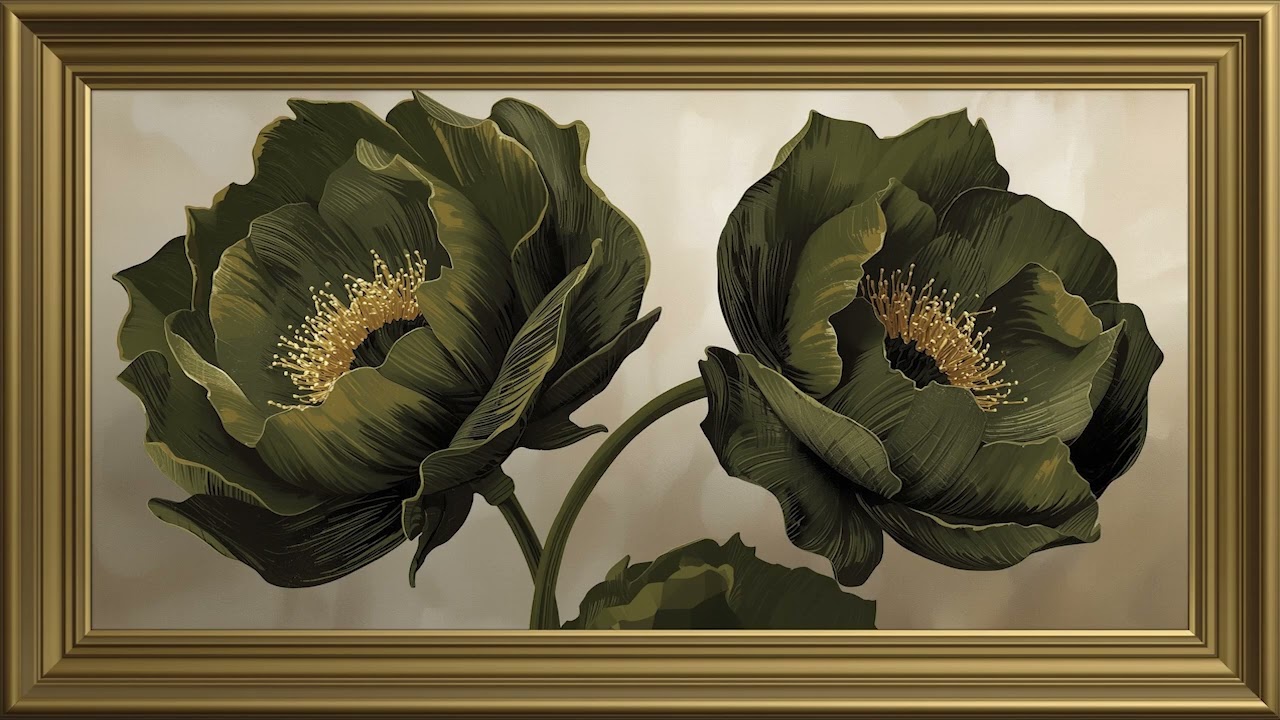 Vintage Roses in Olive Green | Elegant Painting Ambience | Relaxing Background (2 Hours)