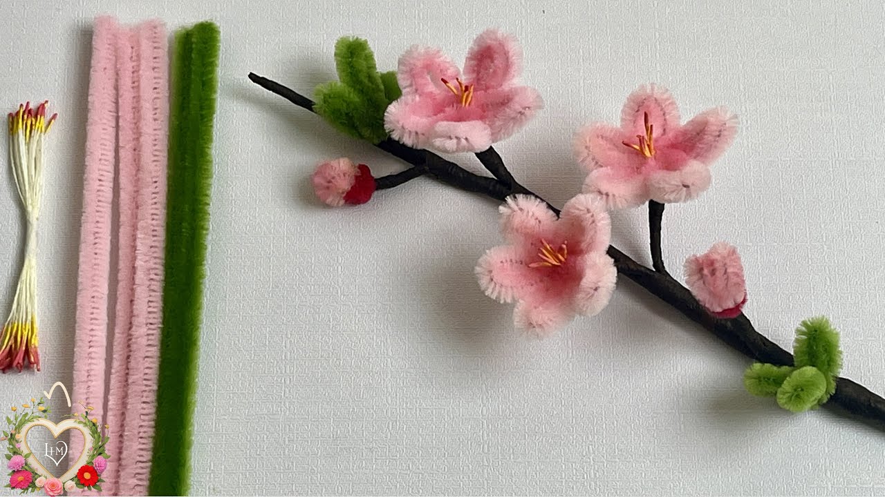 Tutorials for making Cherry Blossoms beautiful and very simple with Pipe cleaner #hms2