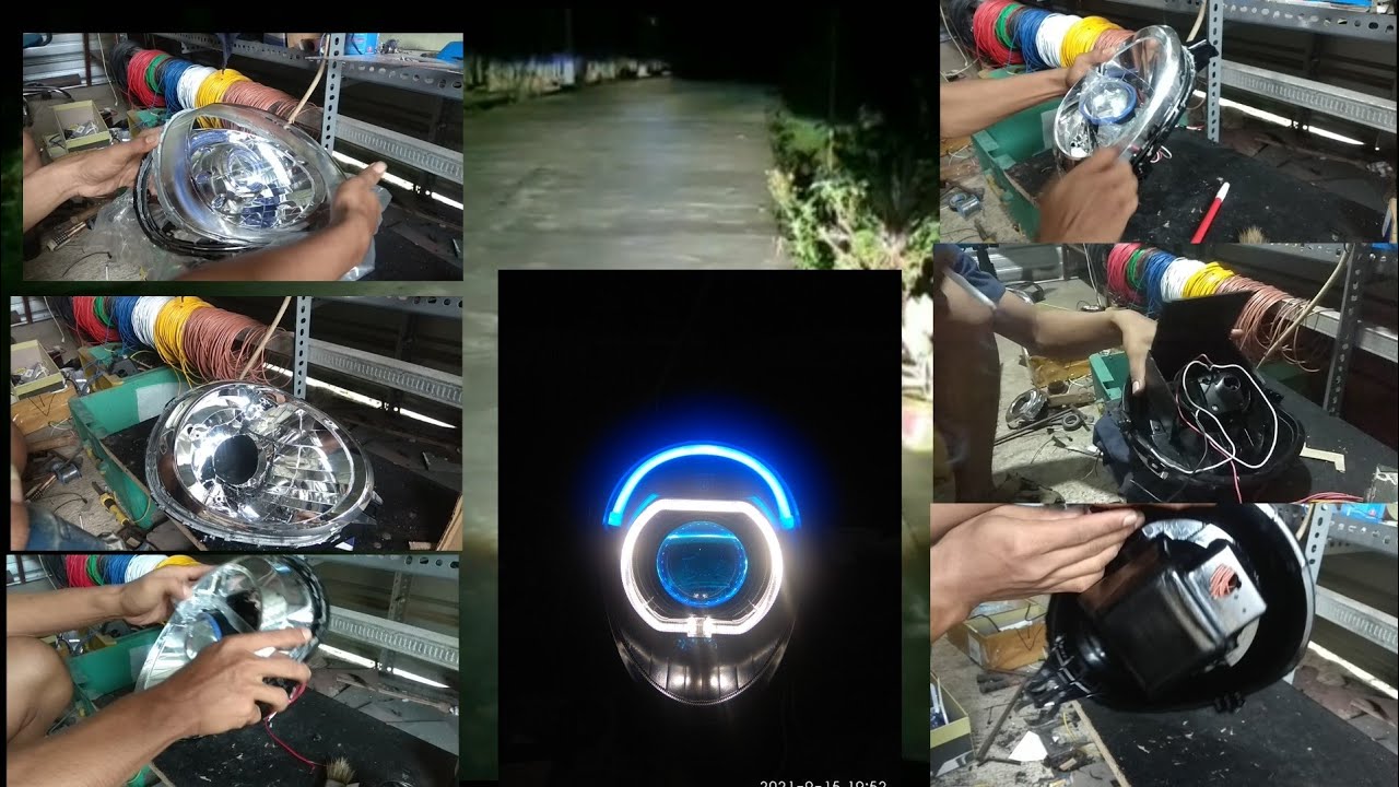 proses pasang bi LED e10 di Scoopy + levelling