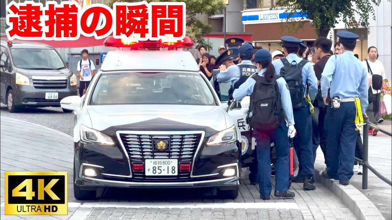 【手錠が】警官に怒号を浴びせ威圧する被疑者、現行犯逮捕の瞬間