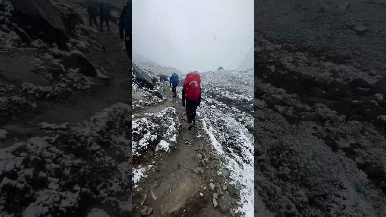 Snowman trek in snow