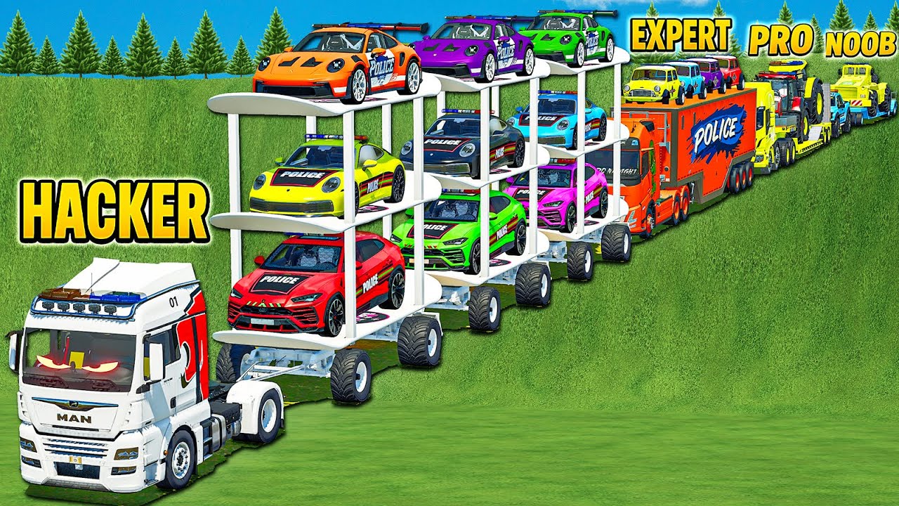 NOOB VS PRO VS EXPERT VS HACKER EMERGENCY TRANSPORT OF COLORS! FS 25