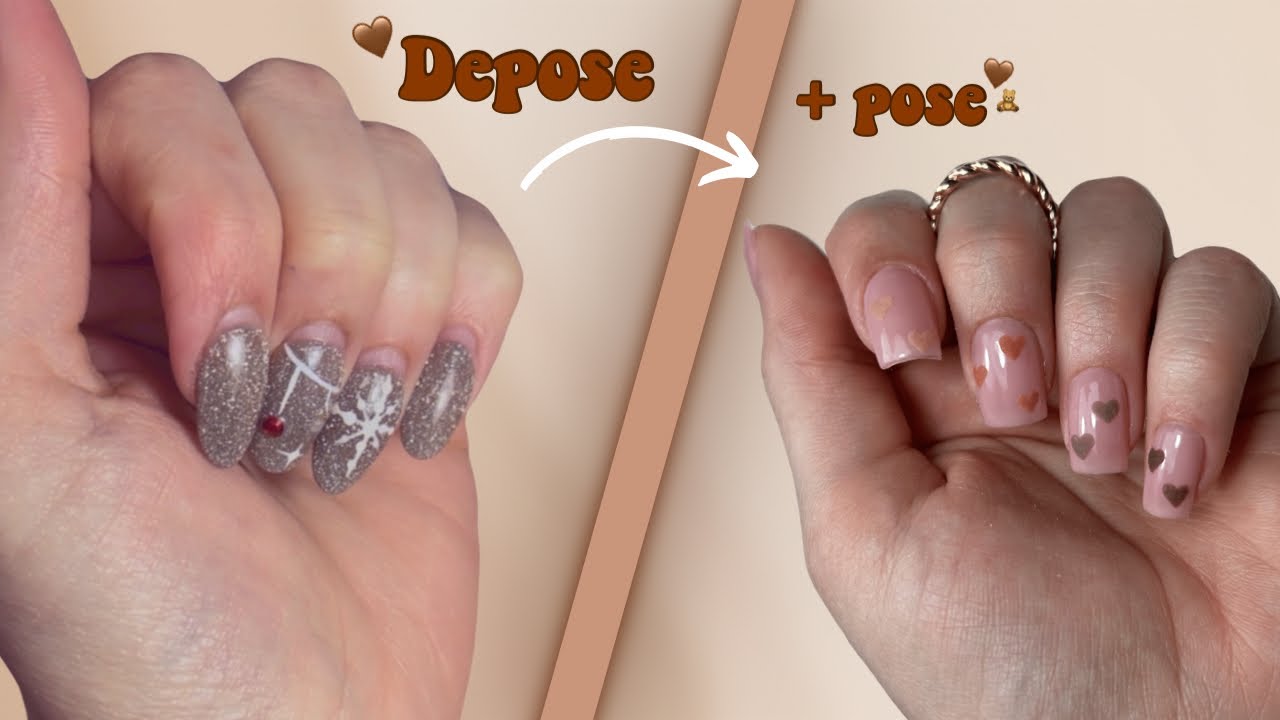DÉPOSE + POSE GEL-X | Comment faire des cœurs 🤎